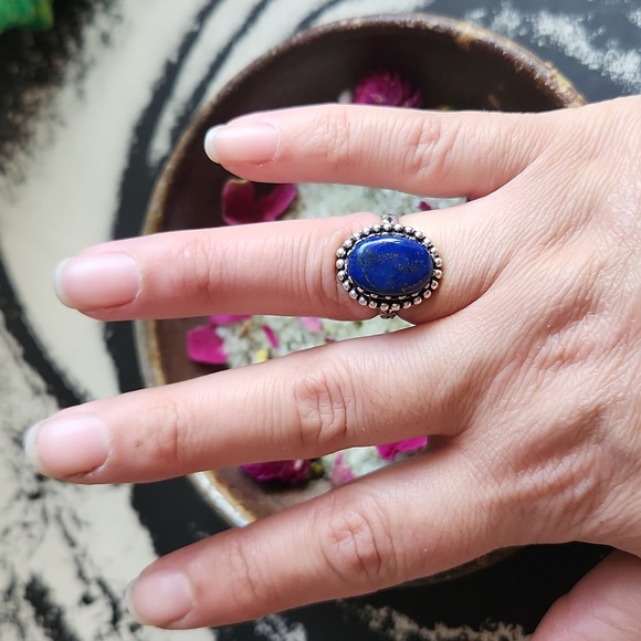Lapis sterling silver plated vintage style ring - Picture 5 of 6